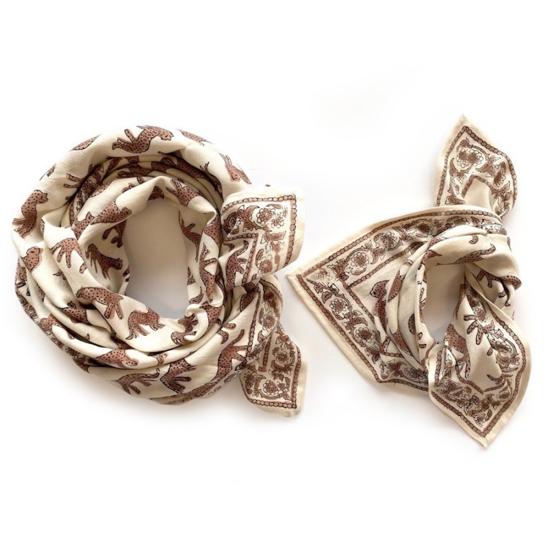 Grand foulard latika Bengale / Latte – Image 5