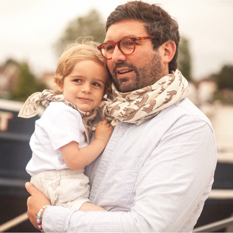 Grand foulard latika Bengale / Latte – Image 3