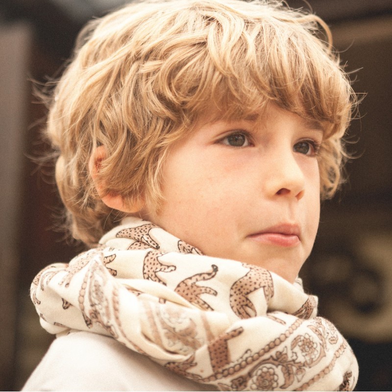 Grand foulard latika Bengale / Latte – Image 2