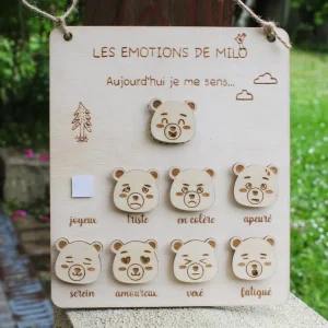 Tableau des émotions en bois personnalisé – Ours