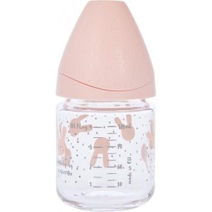 Suavinex Biberon en plastique Débit Lent Hygge « Baby Lapin » 120ml – Rose