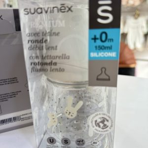 Suavinex Biberon en plastique à Col Large 150ml – Lapin Gris