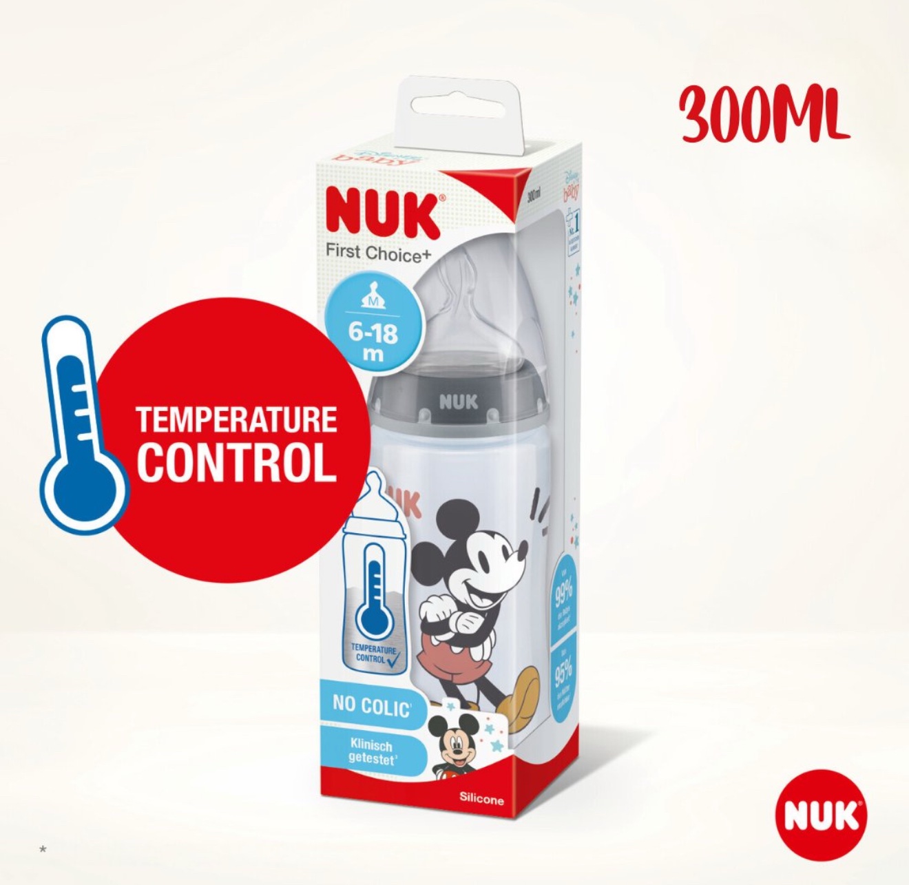 NUK FIRST CHOICE BIBERON MICKEY MOUSE 6-18 MOIS 300ML
