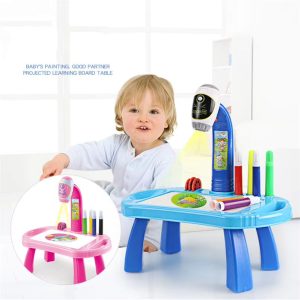 Bureau et projecteur Peinture pour apprendre le dessin pour enfants avec 3 disques d’images différents 12 stylos