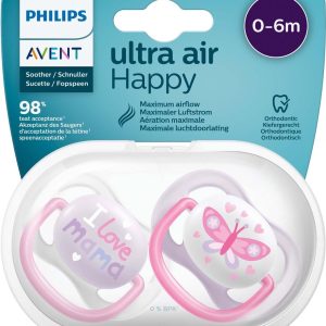 AVENT SUCETTE ULTRA AIR HAPPY 0-6M GIRL MAMA/BUTTERFLY