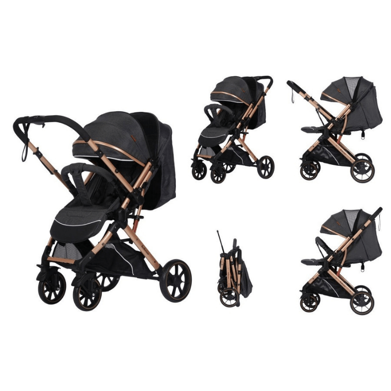 Poussette valise Belecoo B1 Original Gold Pro – Réversible, Confortable et Élégante