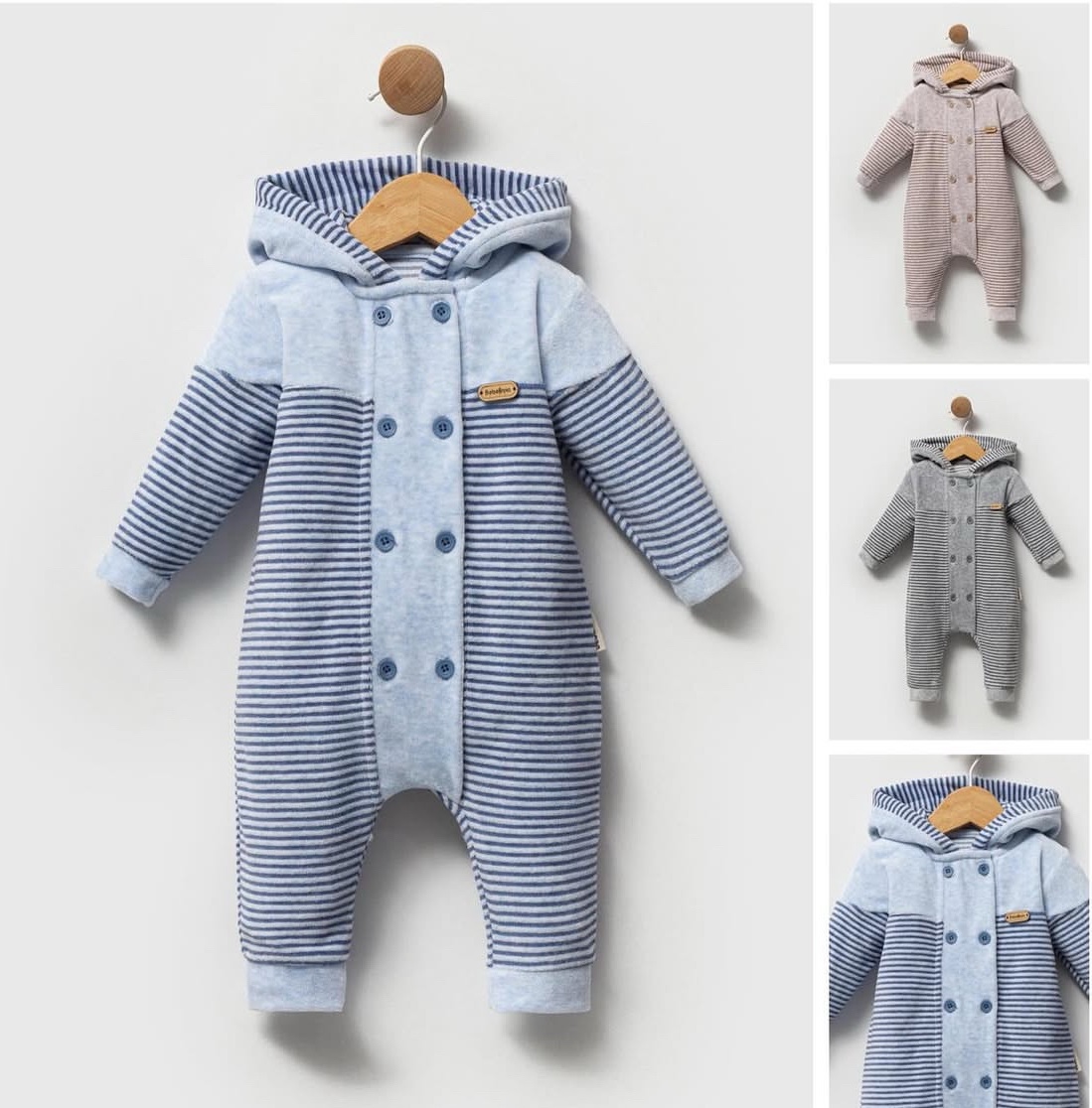 Bebelinna grenouillère en velour avec capuche 1681