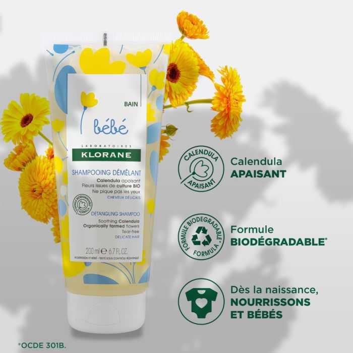 KLORANE BEBE
SHAMPOOING DOUX DÉMÉLANT 200ML – Image 2