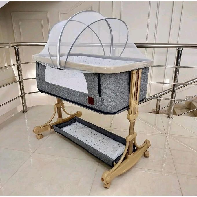 Lit Bébé Cododo,3 en 1 Berceau bébé avec épaissir Matelas Souple et Plaque de Base du Parc,Hauteur Réglable, Fenêtres en Filet, Roues