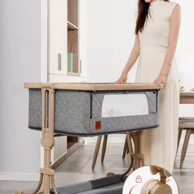 Lit Bébé Cododo,3 en 1 Berceau bébé avec épaissir Matelas Souple et Plaque de Base du Parc,Hauteur Réglable, Fenêtres en Filet, Roues – Image 5