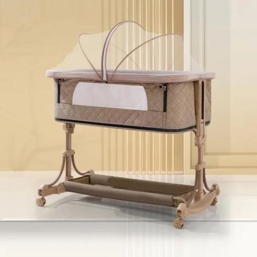 Lit Bébé Cododo,3 en 1 Berceau bébé avec épaissir Matelas Souple et Plaque de Base du Parc,Hauteur Réglable, Fenêtres en Filet, Roues – Image 3