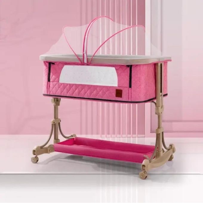 Lit Bébé Cododo,3 en 1 Berceau bébé avec épaissir Matelas Souple et Plaque de Base du Parc,Hauteur Réglable, Fenêtres en Filet, Roues – Image 4