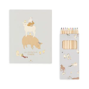 Cahier de coloriage et crayons de couleurs / Ferme