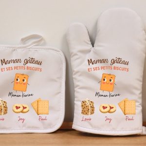 Gants et maniques personnalisés pour maman – maman biscuit