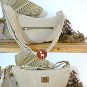 Moon bag sac croissant MONA sac demi-lune femme en velours côtelé personnalisable