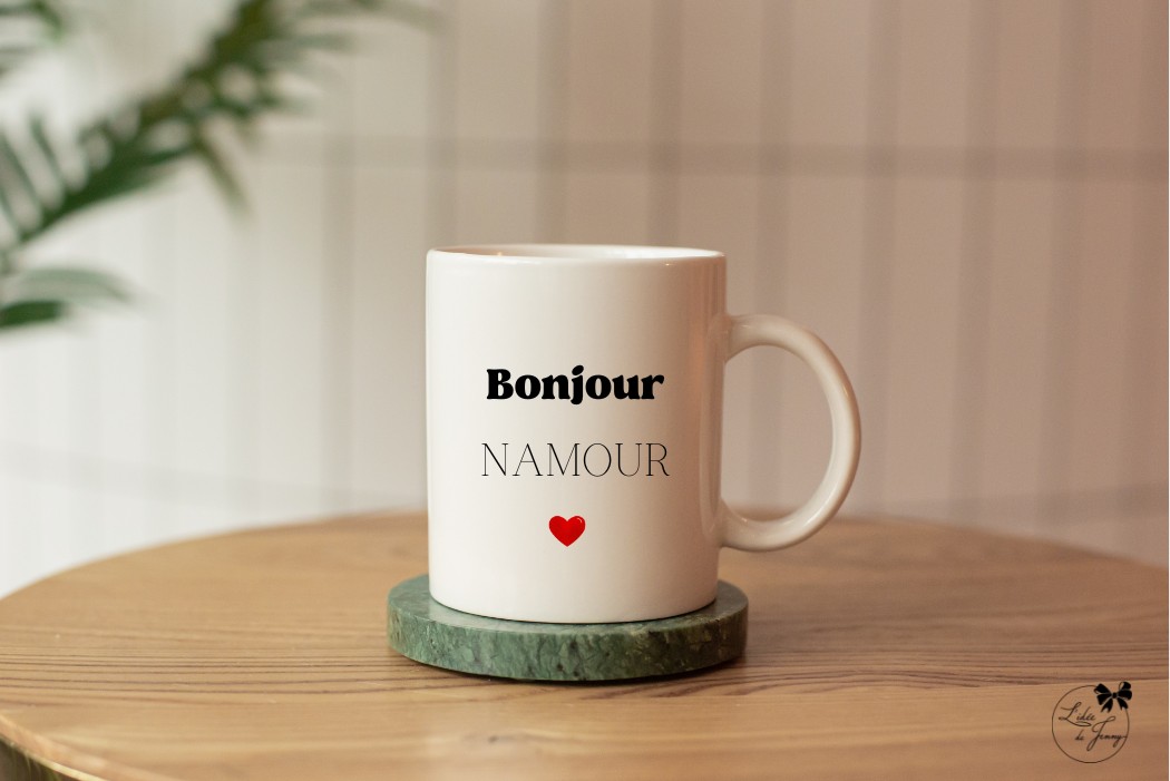 Mug blanc personnalisable “Bonjour mon …” – Image 3