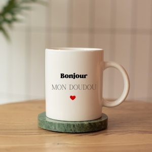 Mug blanc personnalisable “Bonjour mon …”