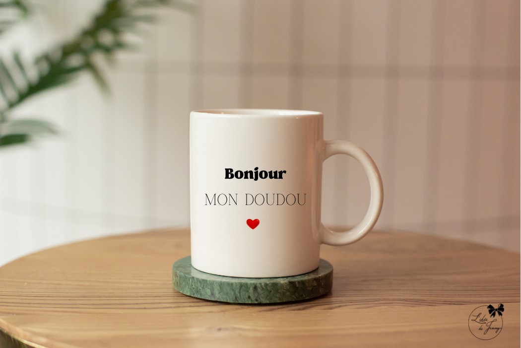 Mug blanc personnalisable “Bonjour mon …”