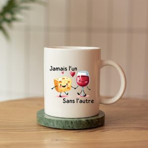 Mug humoristique pour couples – Vin & Fromage