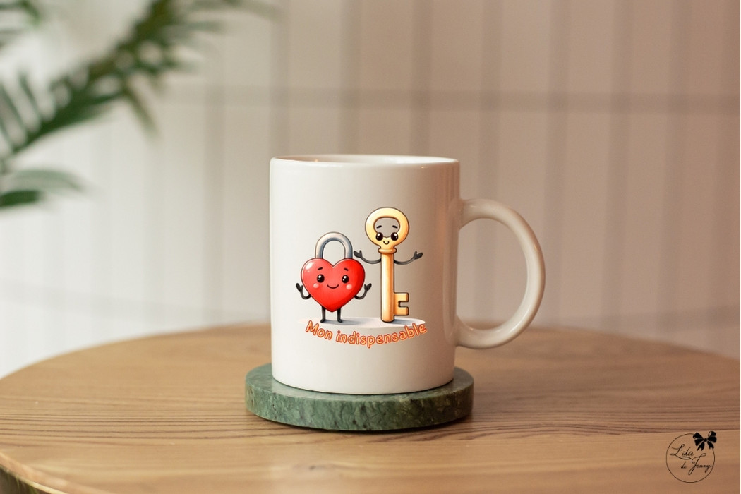 Mug humoristique pour couples – Cadenas & Clé