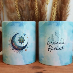 Mug Eid Mubarak personnalisé – bleu ciel