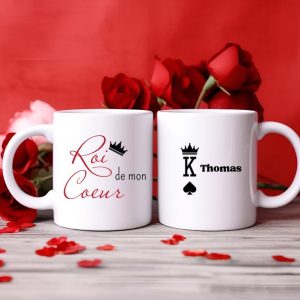 Mug Saint-Valentin “Roi de mon cœur” personnalisé