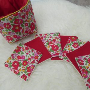 Lot panière en tissu molletonnée +lingettes tissu éponge biologique
