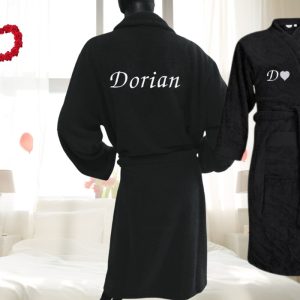 Peignoir brodé personnalisé 🌹Noir