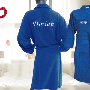 Peignoir brodé personnalisé 🌹Bleu roi