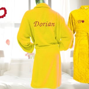 Peignoir brodé personnalisé 🌹Jaune