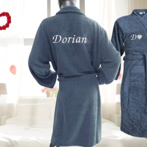 Peignoir brodé personnalisé 🌹Bleu jean