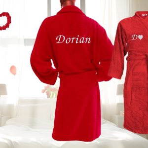 Peignoir brodé personnalisé 🌹Rouge