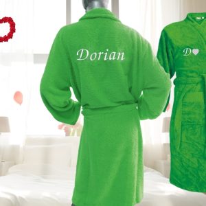 Peignoir brodé personnalisé 🌹Vert citron