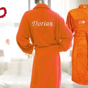 Peignoir brodé personnalisé 🌹Orange