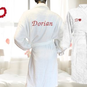 Peignoir brodé personnalisé 🌹Blanc