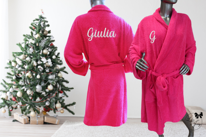 Peignoir brodé adulte 🧵 Fushia