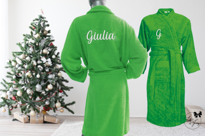 Peignoir brodé adulte 🧵 Vert citron