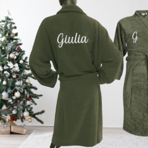 Peignoir brodé adulte 🧵 Gris olive