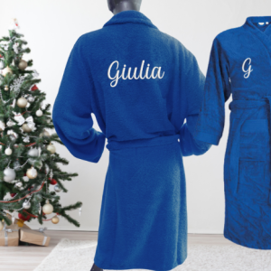 Peignoir brodé adulte 🧵 Bleu roi