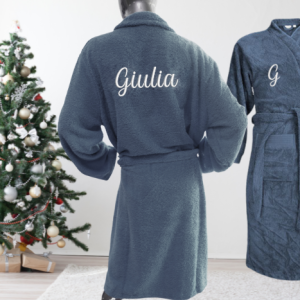 Peignoir brodé adulte 🧵 Bleu jean