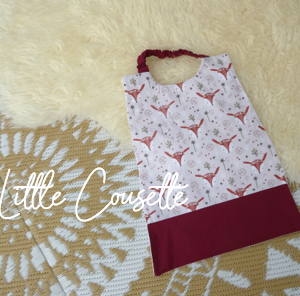 Serviette élastiquée cantine maternelle pour enfant-Couleur parme/bordeaux