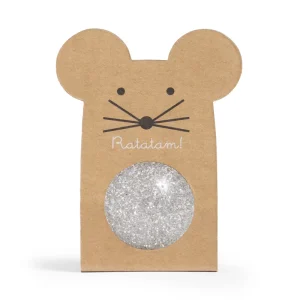 Balle rebondissante souris 43 mm / Paillettes argent