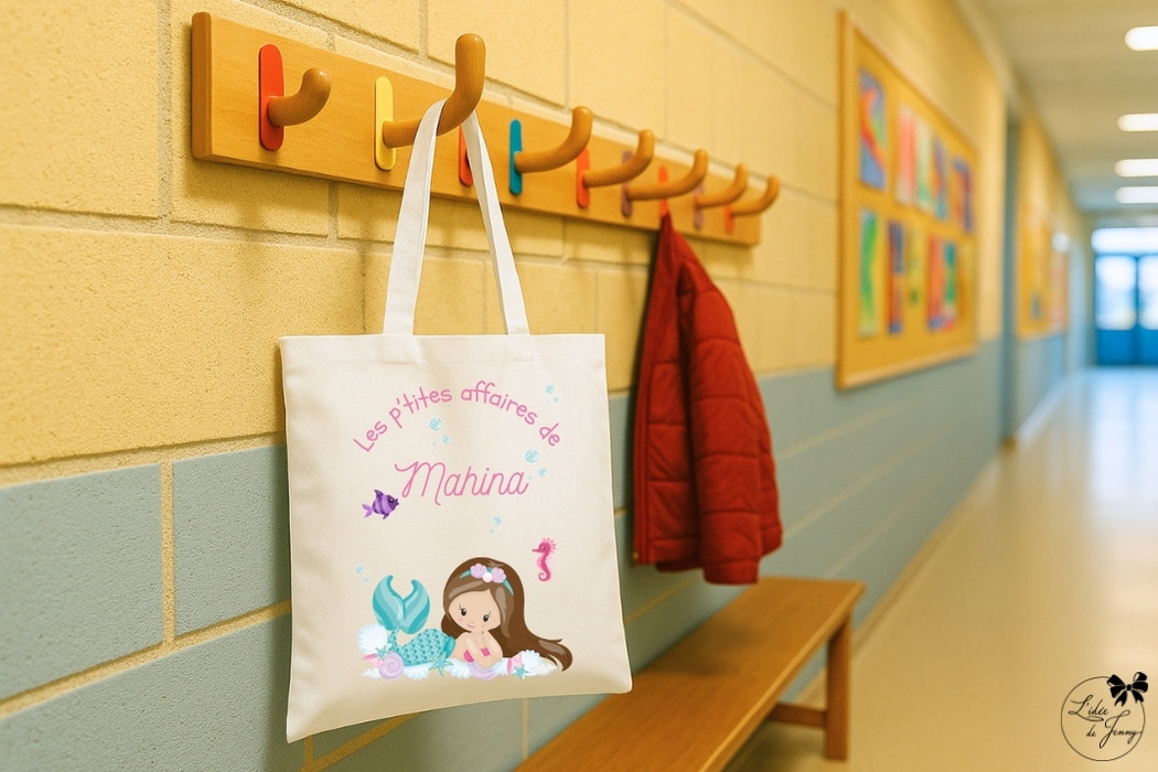 Tote bag enfant personnalisé – sirène mahina