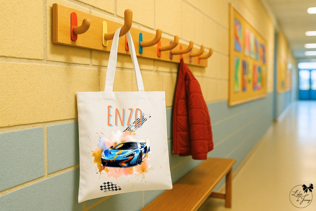Tote bag enfant personnalisé – voiture