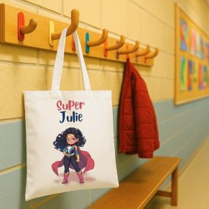 Tote bag enfant personnalisé – super girl