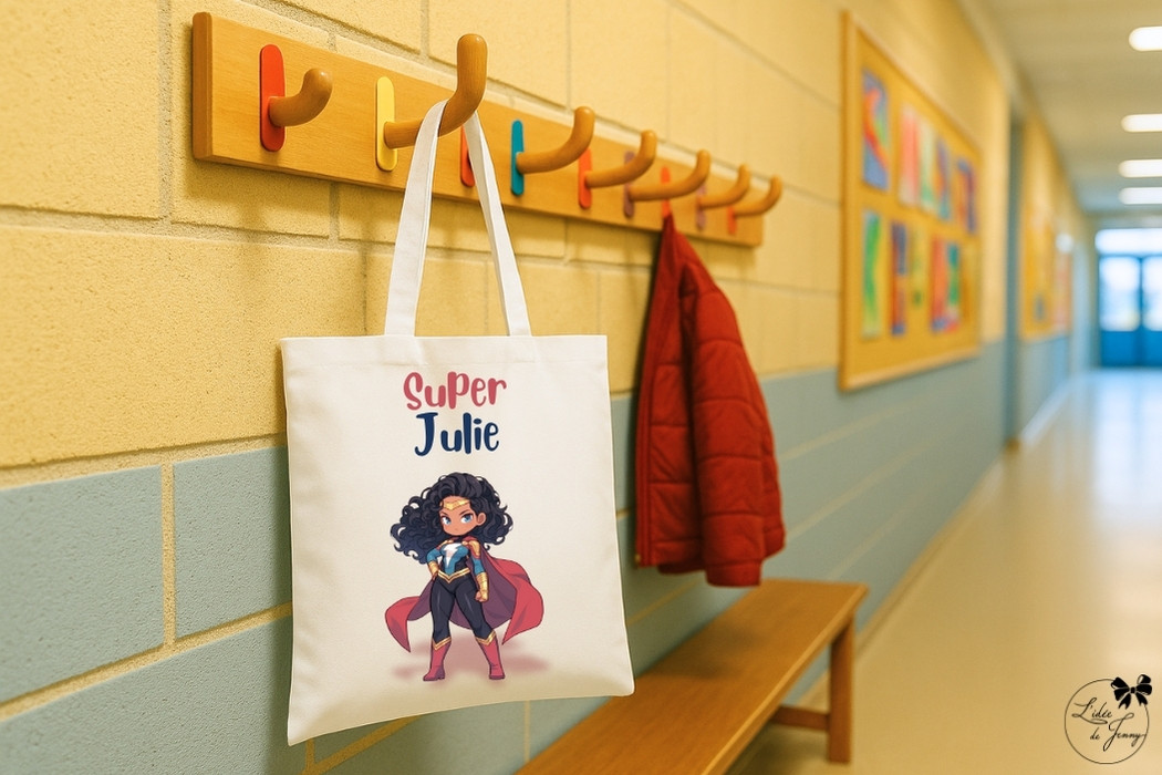 Tote bag enfant personnalisé – super girl